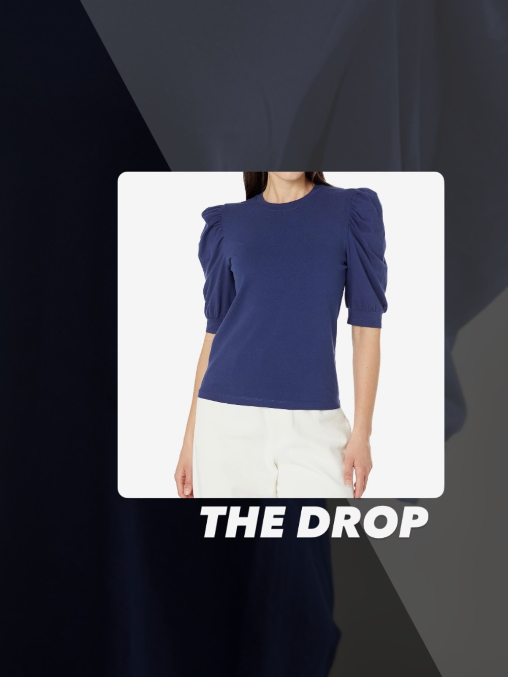 EUC The Drop Blue Puff Sleeve Tee Shirt